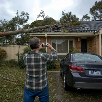 Photographing storm damage for an insurance claim in Mackay