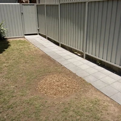 After: Fig stump removed, path ready for paving, Mackay