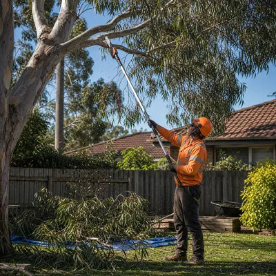Tree Pruning in Mackay. Crown reduction, deadwooding, canopy lifts and formative work on mangoes, poincianas, figs and palms. Proper cuts, not topping.